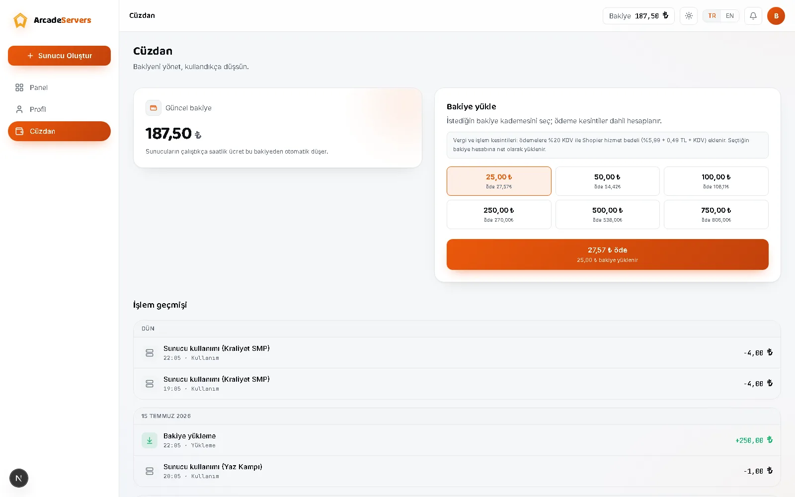 Top up your wallet, pay by the hour
