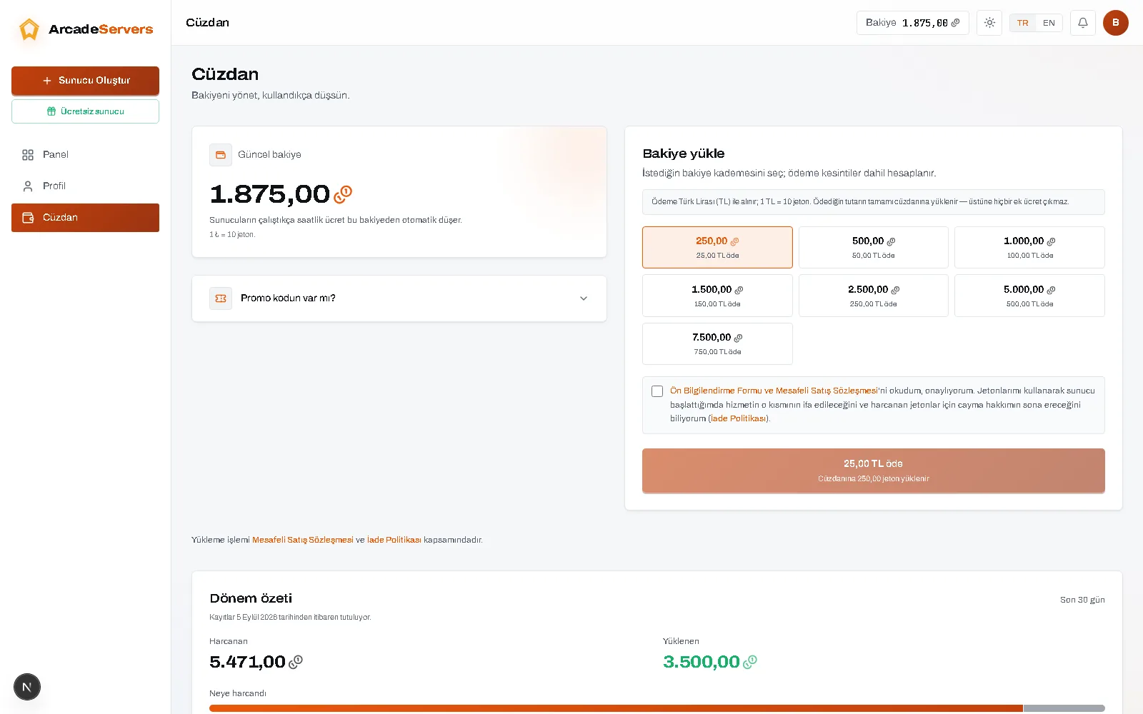 Top up your wallet, pay by the hour